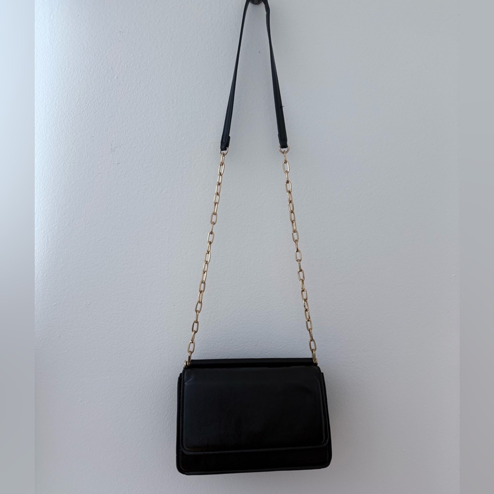 Mango Black Shoulder Bag with Gold Chain